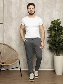 Men Sweatpants - 深灰色 - 查看 2