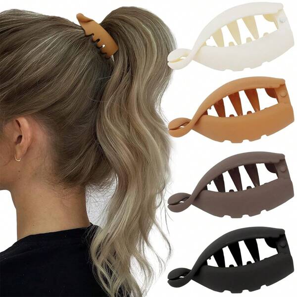 4Pcs Small Hair Claw Clips For High Ponytail, Matte Banana Clips Hair Strong Hold Ponytail Bun Holder, Mini Hair Jaw Clips Barrettes Styling Accessories For Thick Thin Hair Women Girls Casual,School,Hair Clips, Hair Barrettes Hair Claws, School Stuff