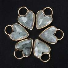 18mm Thạch anh tím thiên nhiên Wrapped Mặt dây chuyền trái tim Với dây chuyền , DIY Hình trái tim Vòng cổ xương đòn - mặt dây chuyền tình yêu cạnh - Xem 17