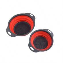 1pc Collapsible Colanders Folding Strainers Colander Circular Blue Suit Foldable Silicone Kitchen Drop Funnel Very Suitable For Drain Pasta, Vegetables And Fruits - Multicolor - View 5