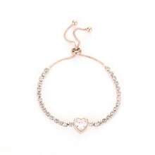 Fashionable Rose Gold Heart Charm Bracelet With Cubic Zirconia - Rose Gold - View 3