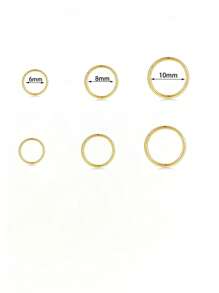 2 件/6 件/10 件钛钢金耳环金锆石耳环套装多件，升级版无螺纹耳钉，女士小圈耳环：18K 镀金 Huggie 圈耳环，适用于软骨螺旋屏，小号细圈耳环不锈钢首饰母亲节礼物教师礼物 6mm8mm10mm。2mm3mm4mm 耳环可用作唇环、眉环和鼻环