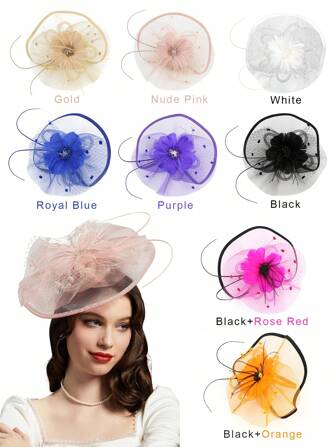 1pc Fascinators Hair Clip Hairpin Hat Feather Cocktail Wedding Tea Party Hat Kentucky Derby Hat For Women Girl, Hairband, Hair Hoop Headband