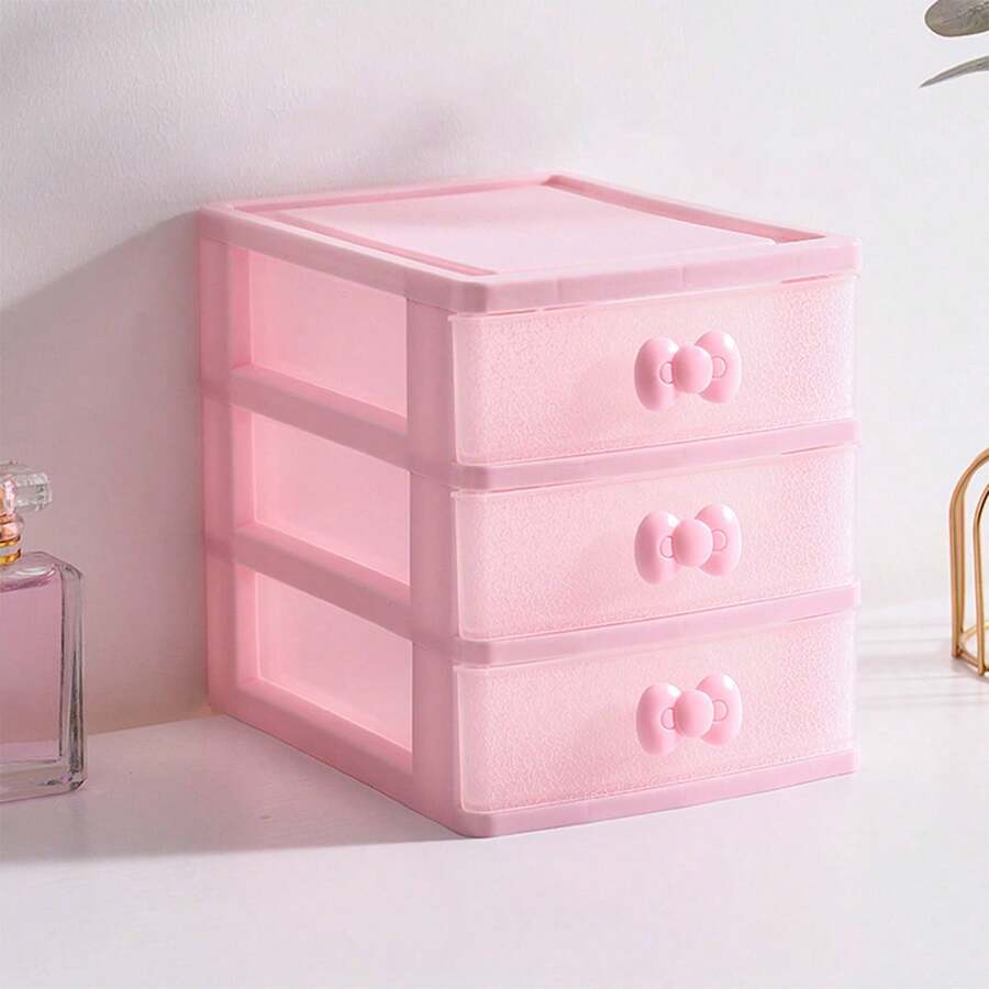 1pc Pink Jewelry Storage Box, Multi-Layer Cosmetic Organizer