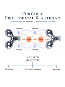 金属面部按摩器，1 件 3D 手动滚轮按摩器 Y 形 2 轮 360 度旋转瘦脸颈部塑身按摩仪放松美容护肤工具、美容、护肤产品、水疗、自我护理、护肤工具、面部护理、美容师用品、按摩、面部按摩工具、面部滚轮