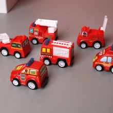 6pcs/Set Children's Cartoon Mini Inertia Fire Truck Toy, Random Color Bag With Different Styles Of Cars,Back To School