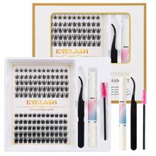 Diy睫毛延伸工具套裝,包括120個睫毛束、睫毛膠、睫毛鉗,適合初學者,薄款睫毛束 - 粉色 - 查看 12