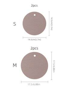 2 piezas/set Agarradera de ollas de silicona aislamiento moderno rosado con textura de panal redondo antideslizante para cocina