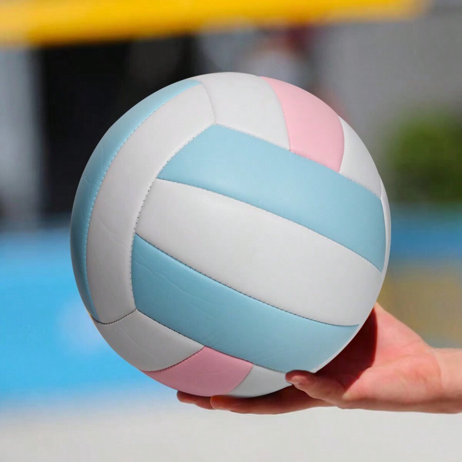1pc-genuine-beach-outdoor-volleyball-blue-pink-white-size-5-student