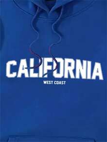 Hombres Pullover con estampado de letra con forro térmico - Azul - Ver 7