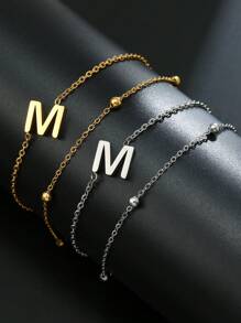 1 Miếng Của phụ nữ Thép không gỉ Hai lớp Vòng tay cườm Với 26 , Hoàn hảo Qủa tặng Đối với Bạn gái - Vàng - Xem 1