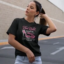 Playera de Moda para Mujer 1 Pza Estampado con Glitter Una reina nacio en Mayo - Negro - Ver 1