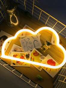 Led雲形霓虹燈,裝飾燈,夜燈,創意氛圍牆掛燈,適用於房間裝飾和臥室擺件 - 暖白 - 查看 2