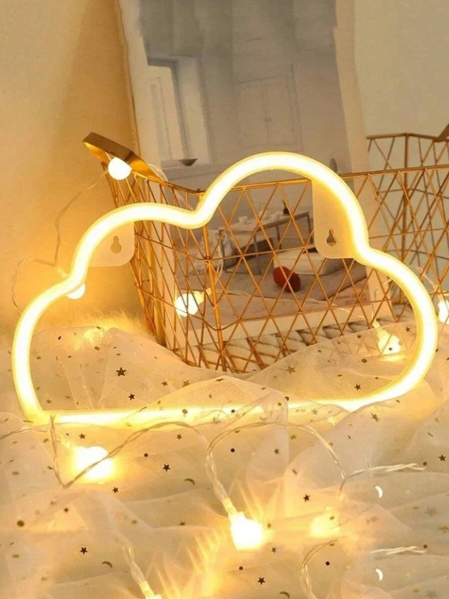 Led雲形霓虹燈,裝飾燈,夜燈,創意氛圍牆掛燈,適用於房間裝飾和臥室擺件 - 暖白 - 查看 1