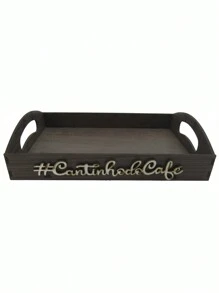 Kit 6 Xícaras Acrílica Com Bandeja Cantinho do Café MDF - Azul - Visão 6