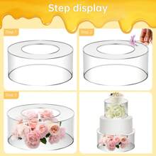 2Pcs Acrylic Cake Stand Fillable Cake Risers Clear Cake Tier Stackable Centerpiece Cake Display Boxes Decorative Cake Display Stand For Wedding Birthday Party - Clear - View 5