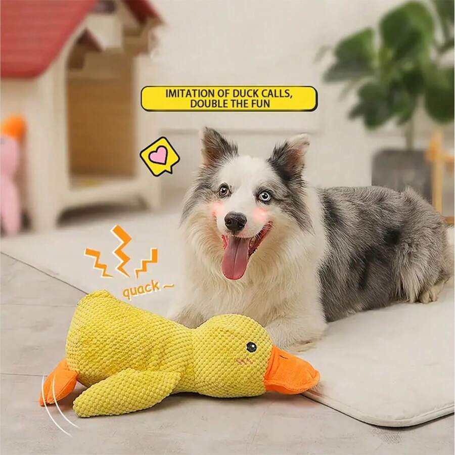 1 Miếng Lớn Thiết kế Con vịt Thú cưng Mài Răng Cót két Đồ chơi Plush , Bền chặt Đồ chơi nhai Đối với Chó Tương Tác Cung cấp - Màu vàng - Xem 1