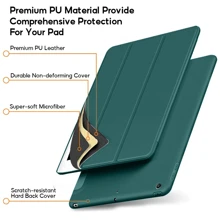 Foldable Tablet Case Compatible With Samsung Galaxy Tab S9 Fe S8 S7 A9 + A7 Lite S6 Lite / Tab P11 Plus, Compatible With Huawei MatePad /Redmi Pad Se, Shockproof Protective Cover - Dark Green - View 5