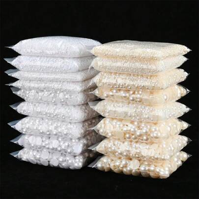 10 à 1000 pièces Perles acryliques demi-rondes de 1,5 à 20 mm, perles d'imitation plates sans trou, pour la décoration des ongles, des robes, des vases, du maquillage, de mariage et de fête