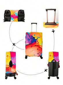 GUSTELL 1 Piece 18-29 Inch Tie-Dye Mixed Color Pattern Polyester Luggage Cover, Stretchable, Foldable, Washable, Scratch-Resistant Suitcase Protector, Portable For Travel, Vacation, Business Trip, Unisex Travel Accessories Summer Travel Essentials Vacation Holiday Back To School