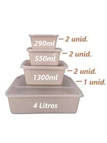 Kit 7 Peças De Potes Plástico De Cozinha Com Tampa Transparente Para Marmita Conjunto de Utensílios Organizadores Retangular