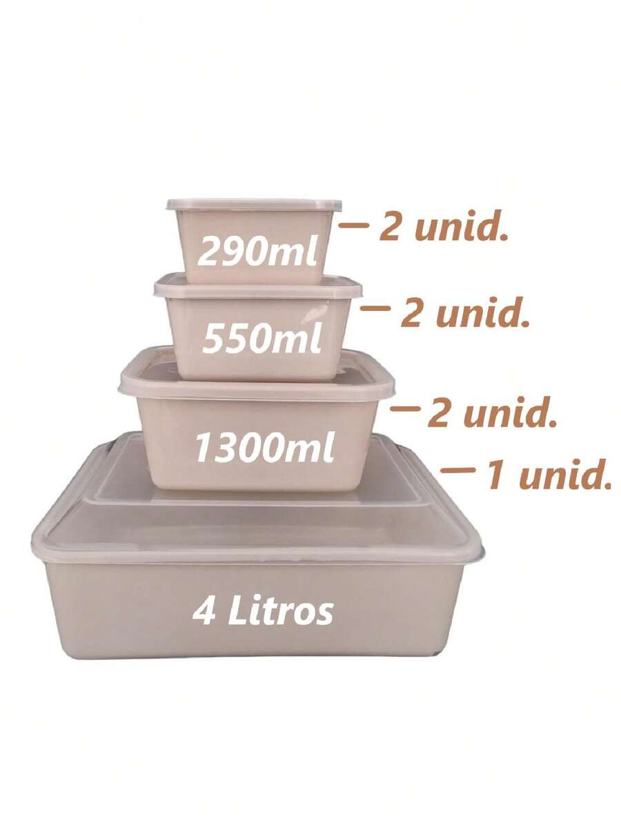 Kit 7 Peças De Potes Plástico De Cozinha Com Tampa Transparente Para Marmita Conjunto de Utensílios Organizadores Retangular