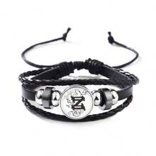 1 件歐美經典風格簡約男女通用手鍊,附 26 個英文字母皮革錶帶,真石串珠手鍊 - 黑色 - 查看 13