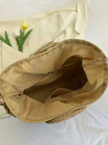 稻草捆斜面跨肩海滩度假捆包编织手持大容量稻草捆尺寸大女士捆包，节日必需品，非常适合旅行、度假、度假和海滩，沙滩钱包，非常适合夏季、度假和日常使用