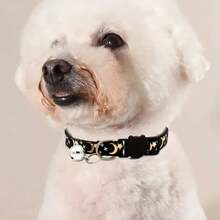 1條月亮反光寵物項圈,適用於小型犬和貓,擁有可調節大小和安全扣環 - 彩色 - 查看 5