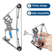 1pc Mini Stainless Steel Bow Archery Set, Indoor Target Shooting Competition Leisure Toy Suitable For Outdoor Activities - Silver - View 2