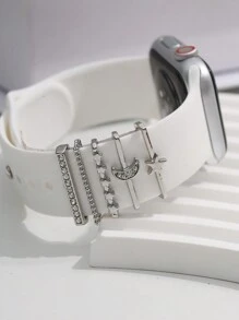 5pcs Fashionable Watch Band Decorative Rings (Moon & Star) Compatible With Apple Watch - one-size - View 3