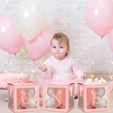 1 个 DIY 透明字母气球盒装饰盒，字母 A-Z 设计可自由组合搭配 - 非常适合生日、婚礼名称、一周年送礼会、房间装饰、卧室装饰、家庭聚会背景装饰、圣诞节