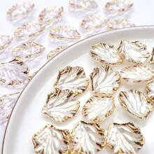 20/50/100pcs Acrylic Leaf & Flower Pendants, Transparent Leaf Charms For Jewelry Making, Bracelet Necklace Earrings DIY