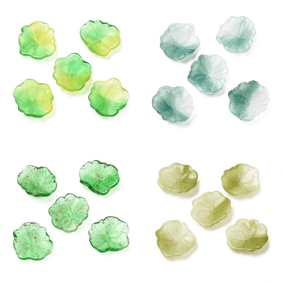 20 cái Ly Hoa sen Cánh hoa Hạt , Biến đổi dần Màu xanh lá Tấn Mùa hè Phong cách Hạt Đối với Làm Dây chuyền Và Hoa tai - hạt lá sen - Xem 1