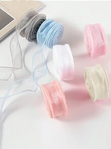 6 cái 4CM Có dây Chiffon Ruy băng mỏng Đàn organza Đối với Giáng sinh Trang trí đám cưới Qủa tặng Đóng gói Dây Quấn Nơ Vòng hoa Đồ thủ công DIY - Hồng - Xem 1