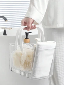 1PC Bathroom Transparent Basket Wash Basket Dormitory Student Bath Storage Basket - Transparent Color - View 1