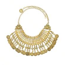 1 Pièce Collier À Pompon En Métal Sculpté À Décoration De Pièces Multicouches Européen Et Américain Vintage, Collier Court À La Mode Et Exagéré