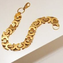 1pc 18k Gold Plated Stainless Steel 11mm Waterproof Ins Style Handmade Braided Bracelet For Men And Women Daily Wear