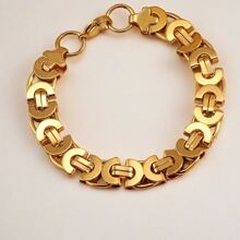 1pc 18k Gold Plated Stainless Steel 11mm Waterproof Ins Style Handmade Braided Bracelet For Men And Women Daily Wear