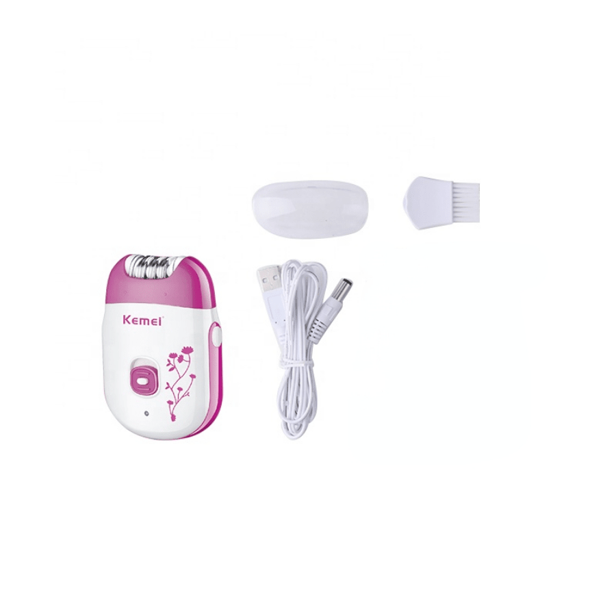 Pink Usb Charging Electric Woman Body Hair Trimmer Kemei Km6203 Professional Mini Hair Plucker