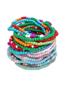 [5pcs]Bohemian Multicolor Beaded Bracelet Set For Women, Layered Stacked Design - 5 random - View 2