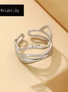 1 Miếng Của phụ nữ Nhiều lớp Dây điện Mẫu Mở Thép không gỉ Nhẫn - Bạc - Xem 3