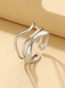 1 Miếng Của phụ nữ Nhiều lớp Dây điện Mẫu Mở Thép không gỉ Nhẫn - Bạc - Xem 1