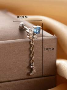 Toppiercing 1 件多功能镀铜皇冠，天使心形设计不锈钢软骨耳钉配方晶锆石情人节 - 銀色 - 查看 6