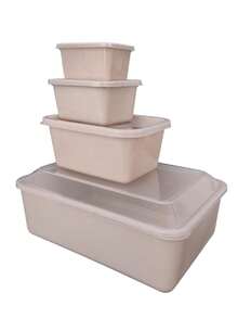 Kit 7 Peças De Potes Plástico De Cozinha Com Tampa Transparente Para Marmita Conjunto de Utensílios Organizadores Retangular