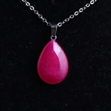 1 Miếng Đá tự nhiên Pha lê Mã não , Màu xanh lá Ngọc , Thạch anh hồng Bằng phẳng Giọt nước mắt Vật rủ xuống Mặt dây chuyền trang sức DIY Dây chuyền , Thép không gỉ Chuỗi - Đá tự nhiên - Xem 15