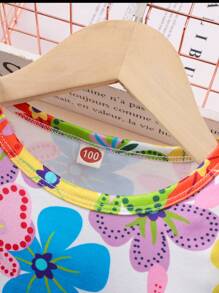 Young Girl Floral Print Ruffle Hemmed Dress - Multicolor - View 3