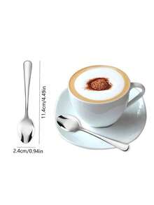 2/4/6/12pcs Stainless Steel Coffee/Tea/Dessert Spoons, Suitable For Kitchen, Hotel, Cafe - Silver - View 2