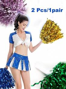 2入組/1對多彩的啦啦手花金屬色啦啦棒,適用於啦啦隊,舞蹈隊,啦啦運動,多彩的啦啦棒配有警棒手柄,成年團隊精神運動比賽,足球籃球比賽花球,運動賽事 - 彩色 - 查看 6