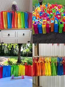 6/10Pcs, Reusable Non-Woven Party Favor Bag, Tote Bags Bulk With Handles Rainbow Goodies Gift Bags For Birthday Wedding Party Valentine Day
